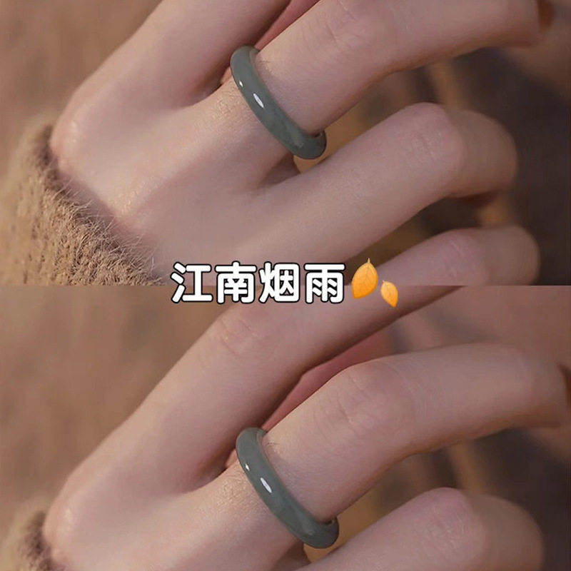 仿玉国风戒指不掉色时尚素食指戒小众古风女