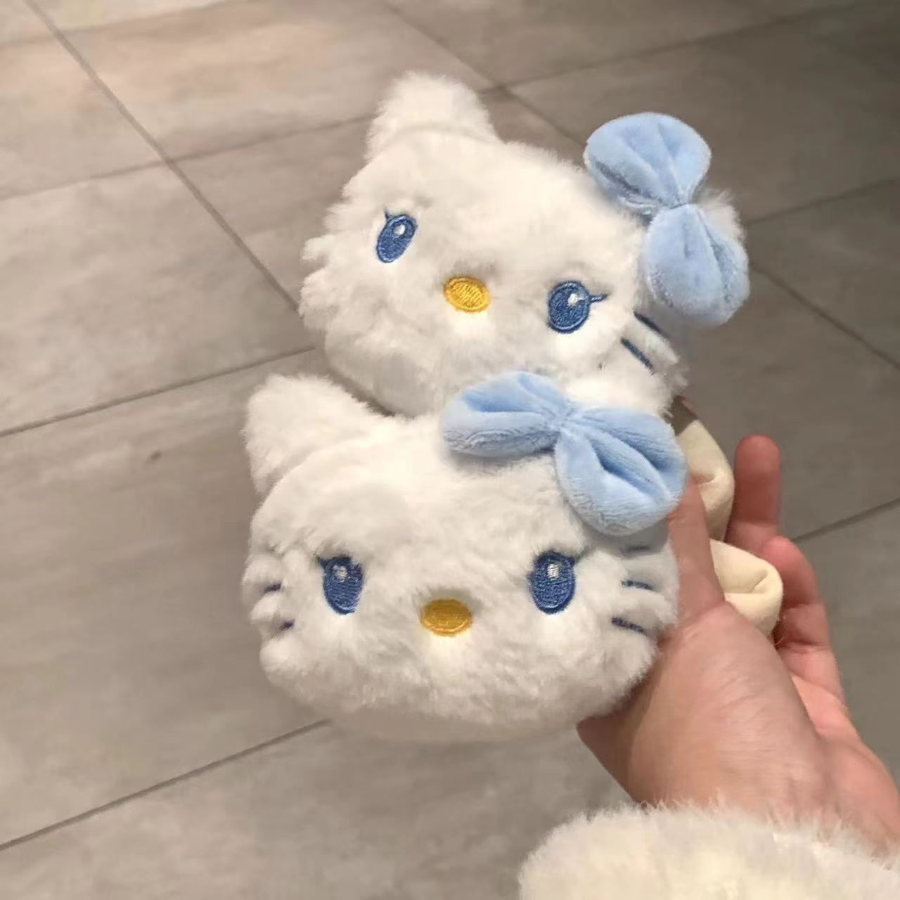 超大号~可爱kitty发夹蓝色毛绒蝴蝶结kt猫咪掰掰夹碎发侧边夹