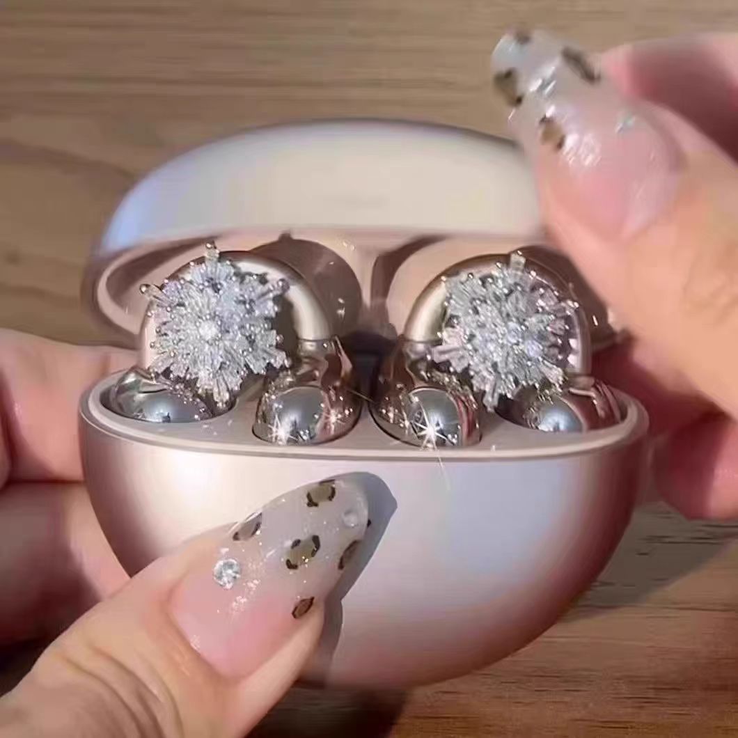 freeclip耳机钻扣耳夹式耳机装饰雪花配件耳钉女轻奢感耳饰品