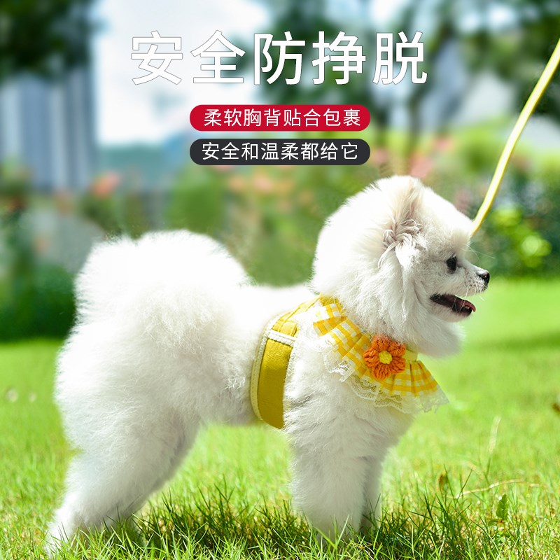 狗狗猫咪牵引绳遛狗背心小型犬链子外出背带幼犬挣脱调节宠物用品