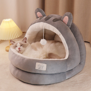 猫窝四季 保暖猫咪牀 通用宠物窝猫房子可拆洗半封闭式 网红猫屋冬季