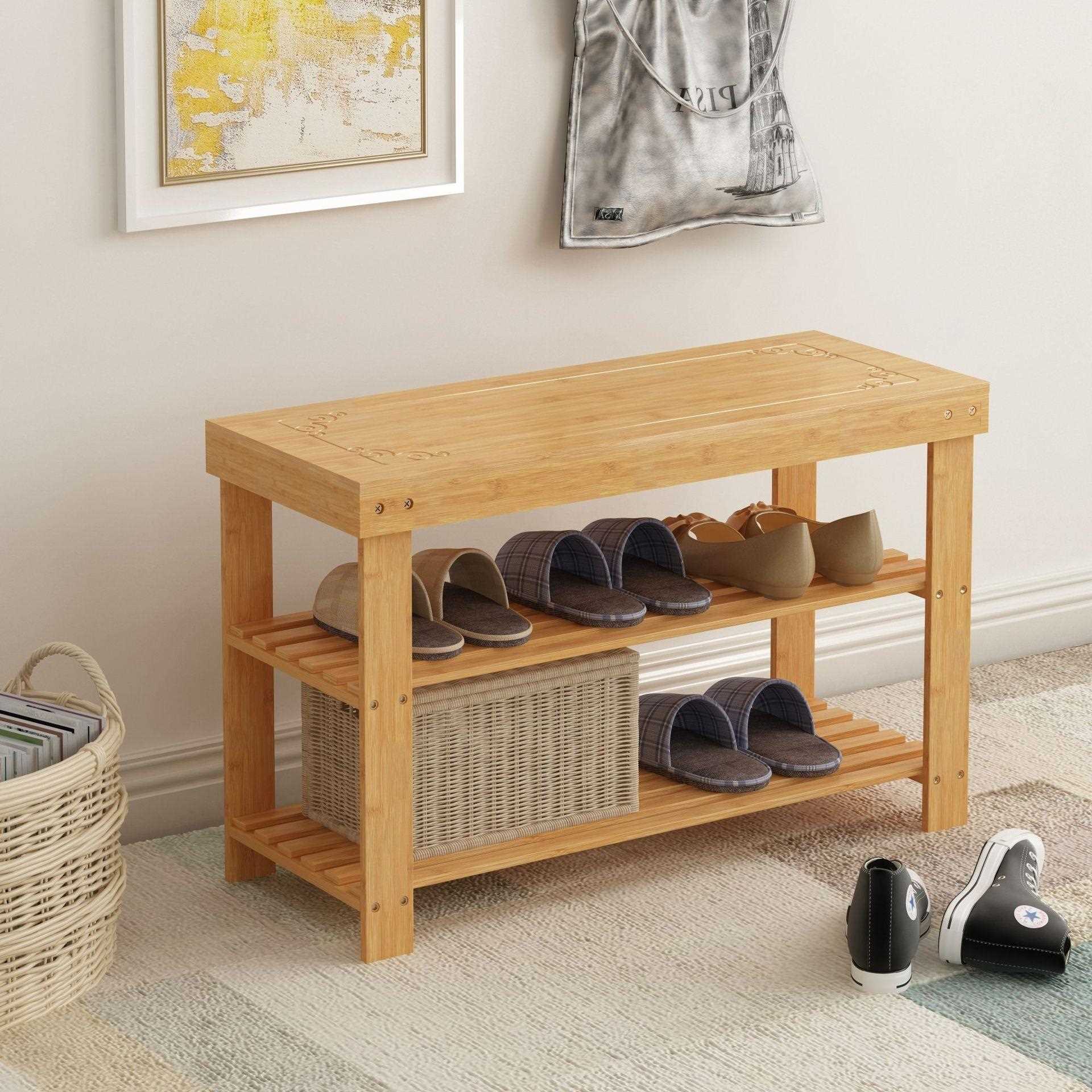 新款直销多层楠竹换鞋凳入户玄关家用可坐式一体凳子鞋架简易收纳