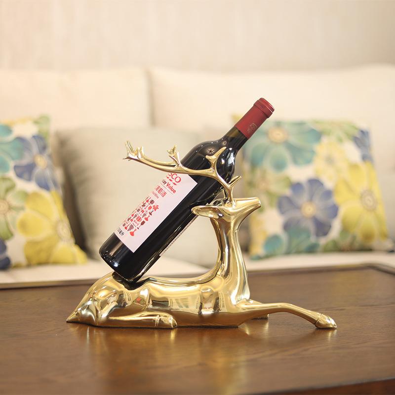 新款直销红酒架摆件现代轻奢个性创意家居装饰品客厅电视酒柜纯铜