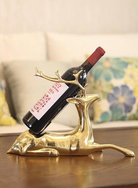 新款直销红酒架摆件现代轻奢个性创意家居装饰品客厅电视酒柜纯铜