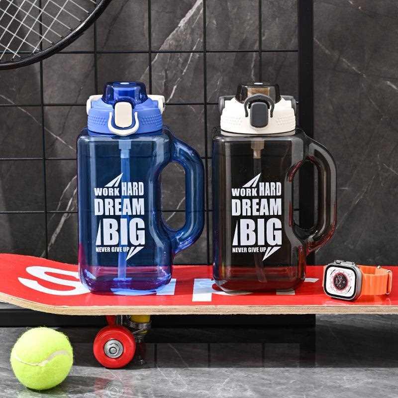 新款直销大容量手提透明吨吨桶户外健身运动水壶高颜值塑料水杯夏