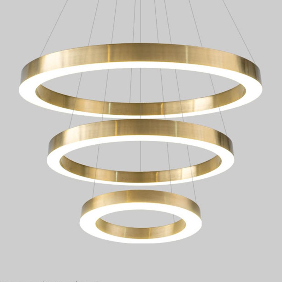 新款直销轻奢圆环吊灯挑高客厅灯餐厅卧室极简售楼部吊灯网红卧室