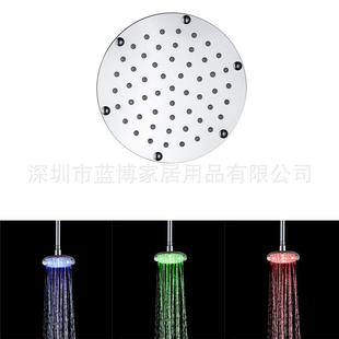 七彩 新款 不锈钢LED顶喷 直销6寸新款 感温三色淋浴顶喷 变色顶喷