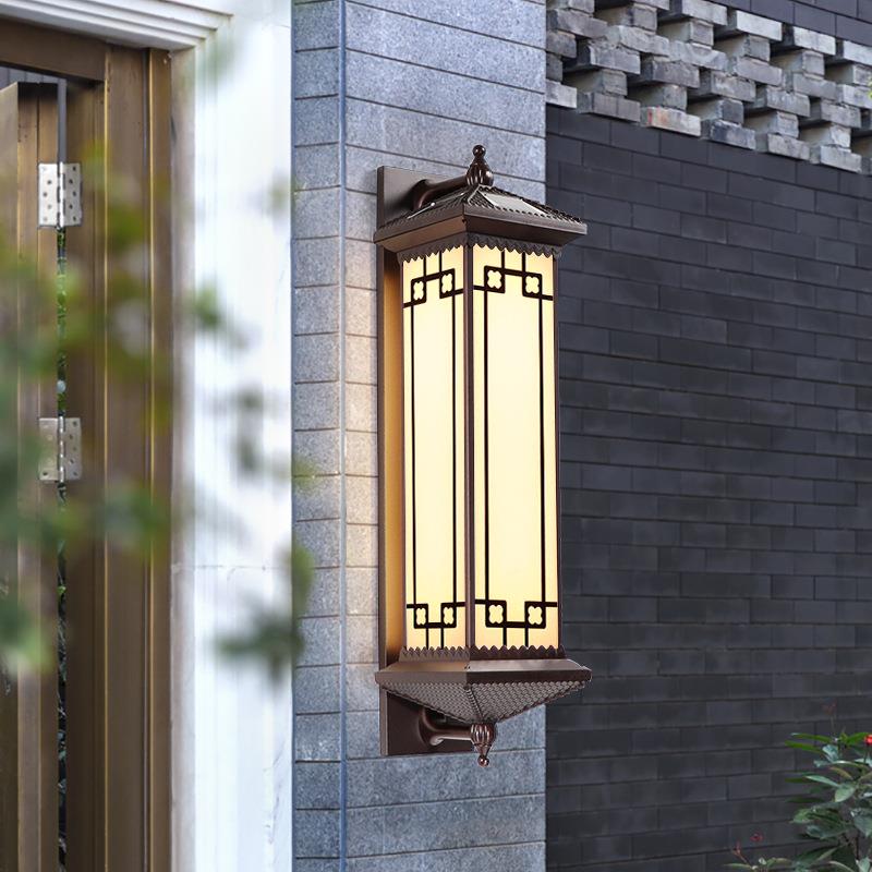 新款直销户外防水太阳能壁灯新中式露台庭院门柱灯别墅大门口阳台