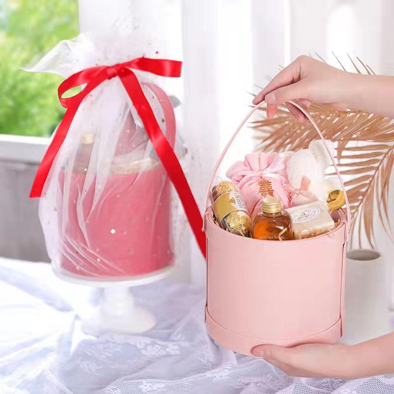 新款直销高端欧式花桶 皮质礼品抱抱桶 结婚手提宝宝满月创意回礼