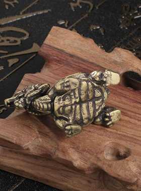 新款直销仿古铜器聚财瑞兽玄武龙龟摆件文镇书桌摆放铜器文玩茶宠