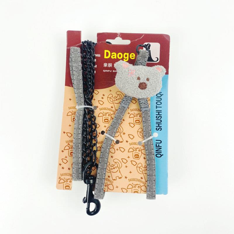 新款直销猫狗牵引绳胸背带背心式狗链子小型犬加棉防咬链遛狗可调