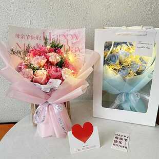 直销新款母亲节礼物仿真康乃馨香皂玫瑰花束成品满天星干花520情