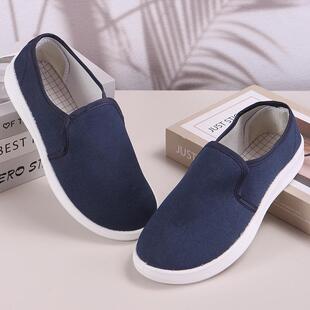 直销新款防静电鞋帆布中巾PU软底透气无尘洁净电子白蓝条纹中巾鞋