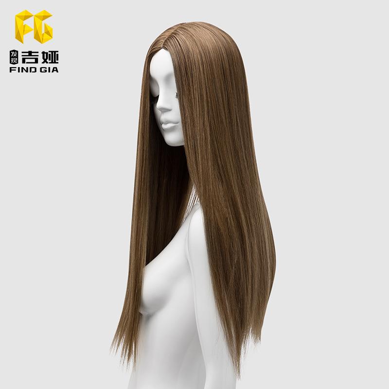 新款直销吉娅假发道具模特佩戴假发 展示道具 外国黄色柔顺直发系