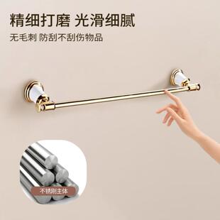 直销新款卫浴五金浴室挂件置物架白加金轻奢简约美式毛巾架套装毛
