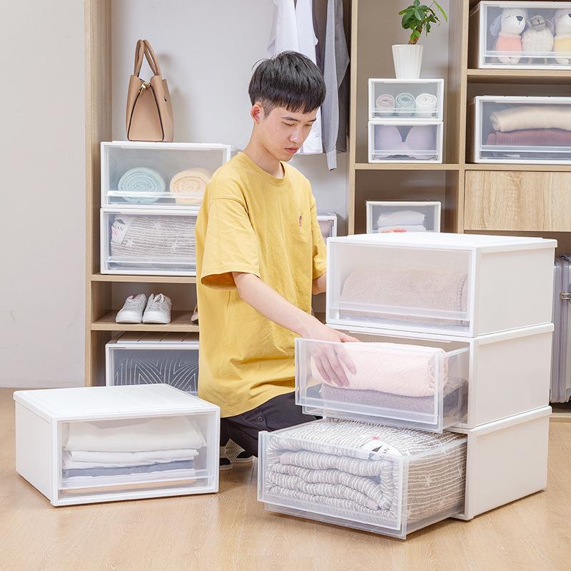 新款直销严选抽屉式收纳盒家用透明塑料衣柜天马收纳箱加固衣物整