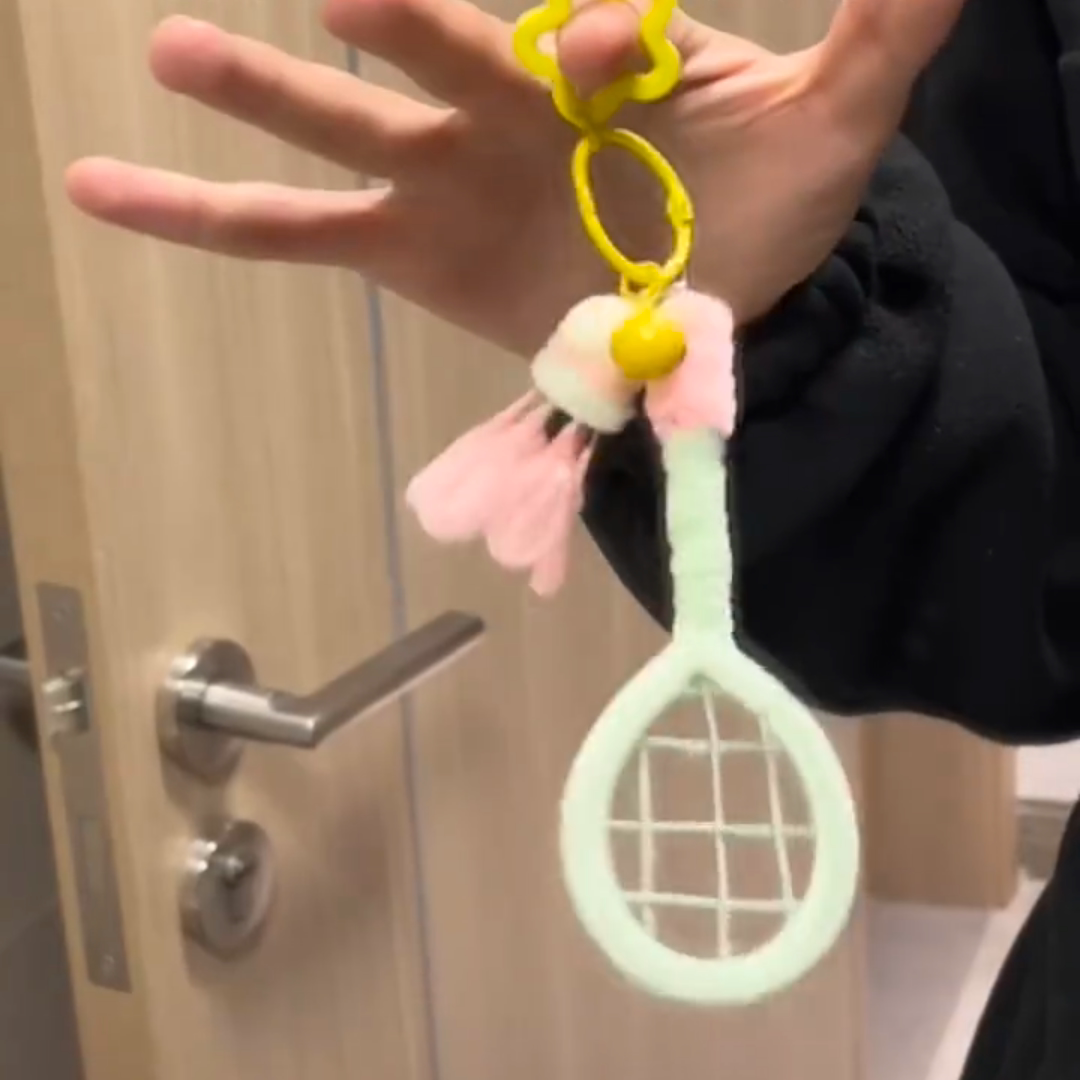 羽毛球拍扭扭棒DIY材料包钥匙扣
