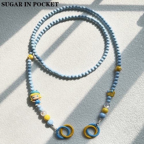 原创斜挎手机链长款Molly手机挂绳DIY纯色串珠链条防丢便携背带