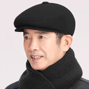 冬天老人帽子男款鸭舌帽秋冬保暖护耳中老年人前进帽爸爸棉帽男士