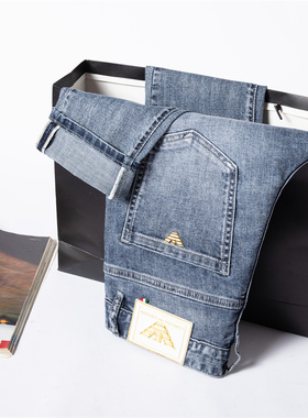 秋冬2025新款潮牌牛仔裤男士韩版潮流弹力修身小脚高档男装长裤子