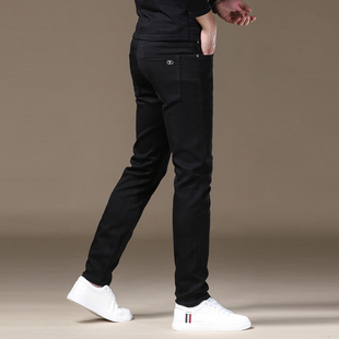 欧货高端钻石黑牛仔裤男款2025新款修身小脚弹力休闲男士裤子秋季