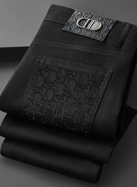 秋冬款欧货新款欧洲站轻奢加厚黑色防褪色长裤弹力修身小直筒裤潮