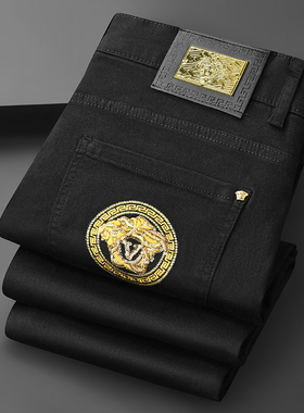 秋冬款欧货新款欧洲站轻奢加厚黑色防褪色长裤弹力修身小直筒裤潮