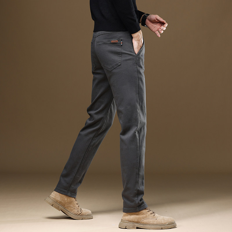 2025新款秋冬季商务牛仔裤男士简约休闲小直筒韩版潮流百搭长裤男