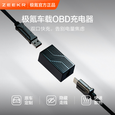 极氪官方正品 车载双口OBD快充充电器