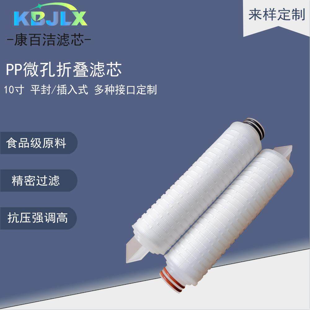 10寸插入式微孔折叠滤芯多种接口PP折膜滤芯电子有机溶剂过滤芯