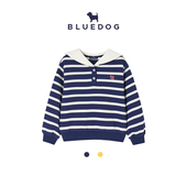 BLUEDOG 蓝狗25FW秋男女童舒适条纹水手领百搭卫衣儿童套头卫衣
