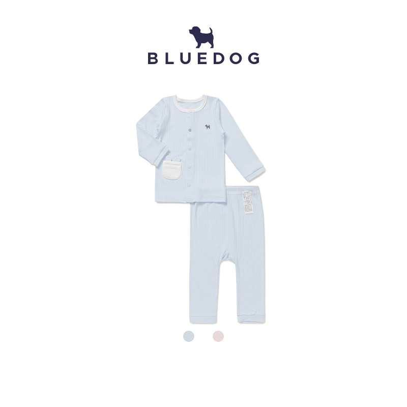 BLUEDOG 韩国蓝狗26FW罗纹内衣套装两件套柔软宝宝婴儿亲肤家居服