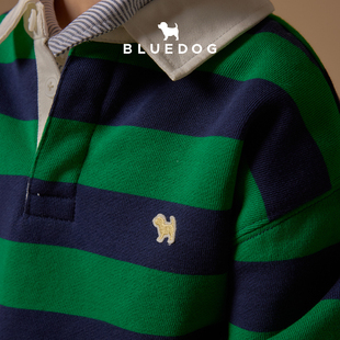 BLUEDOG 韩国蓝狗25FW冬季儿童宽条纹翻领卫衣百搭宽松卫衣