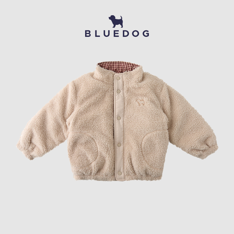BLUEDOG韩国防风中领绒面外套