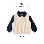 BLUEDOG 蓝狗25FW儿童秋冬半拉链翻领百搭舒适撞色拼接长袖 卫衣