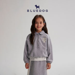 BLUEDOG蓝狗韩国25秋冬童装 翻领卫衣T恤男童女童休闲内搭上衣