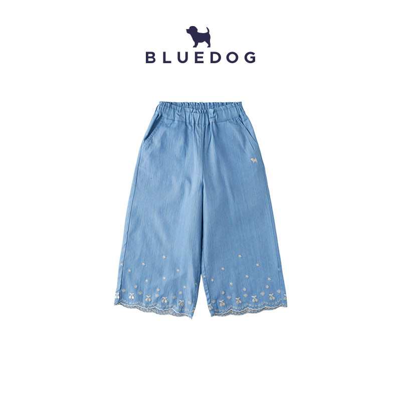 BLUEDOG 韩国蓝狗26SS夏季宽松舒适刺绣花边阔腿裤休闲百搭款