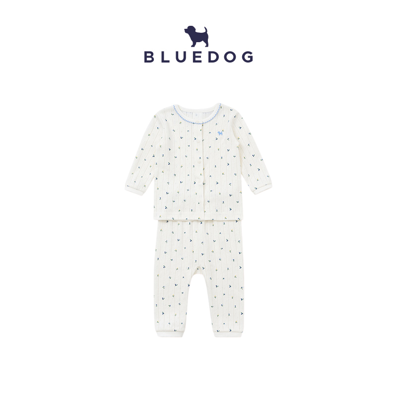 BLUEDOG蓝狗韩国25年新款宝宝分体小狗莫代尔家居套装婴儿透气春
