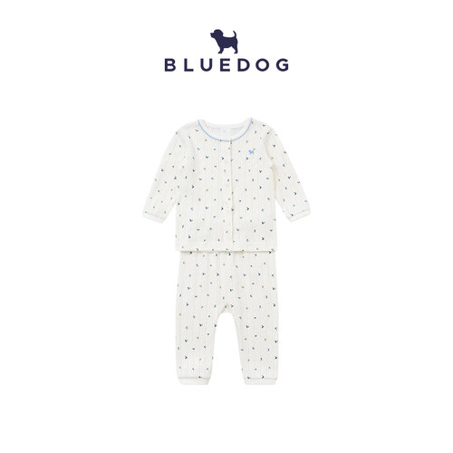 BLUEDOG蓝狗韩国新款宝宝分体小狗莫代尔家居套装婴儿透气春