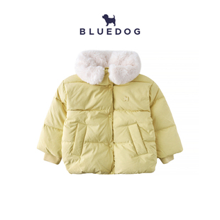 BLUEDOG 羽绒外套 韩国蓝狗25FW儿童轻盈保暖外套毛绒翻领冬季