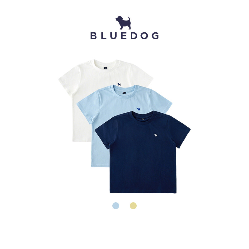 BLUEDOG 韩国蓝狗26SS夏季基础款短袖T恤三件套简约儿童上衣透气