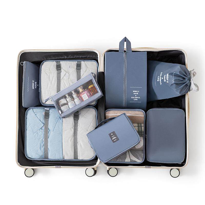 跨境新款防水旅行收纳袋套装八件套九件套行李文胸收纳包束口袋