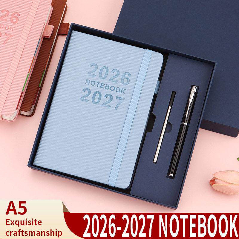 2026-2027英文日程本跨境年历本绑带计划本效率手册笔记本定制