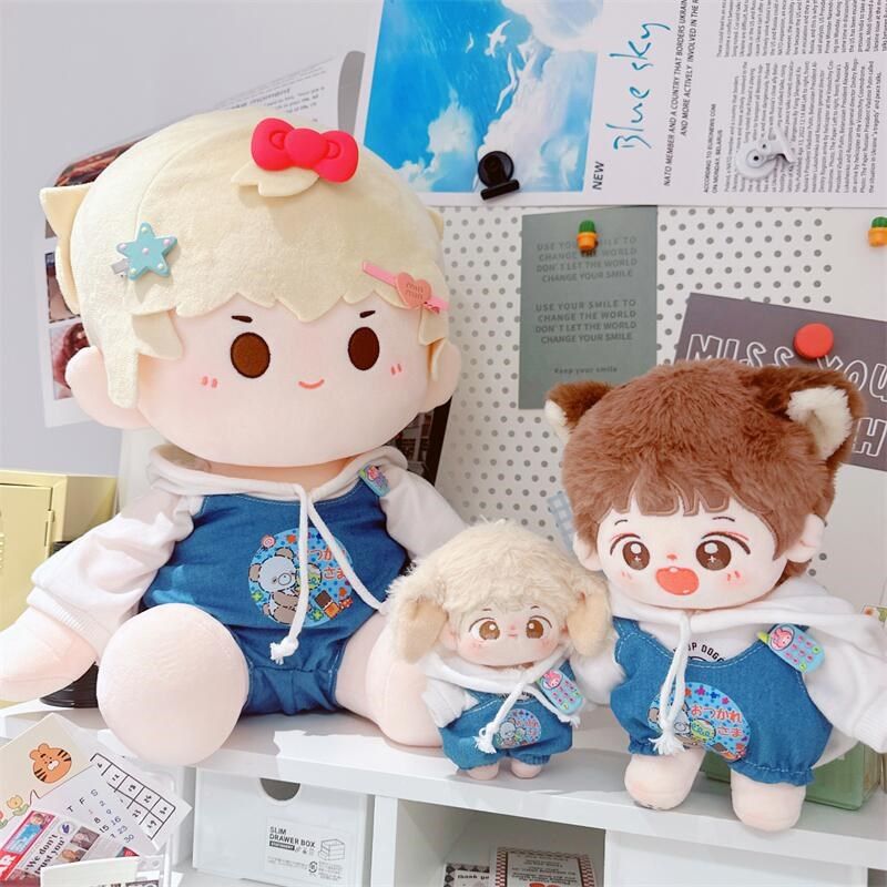 现货棉花娃娃娃衣10cm15cm20cm40cm一番赏牛仔熊背带裤白色卫衣服,模玩/动漫/周边/娃圈三坑/桌游,棉花娃娃/毛绒玩具娃衣,淘宝优惠券,粉丝福利购,淘宝优惠卷