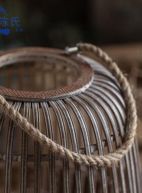 创彩意纯手工A2016制作竹编摆件复古烛竹编灯笼装饰品民宿庭院客