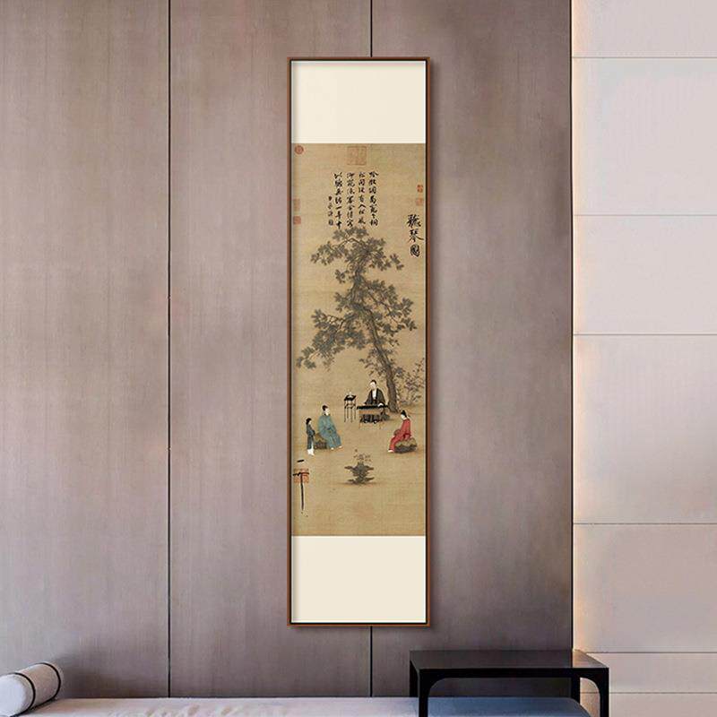 徽宗新中式竖版玄装关饰画茶室客厅书房挂画走听廊过道壁宋画YZ20