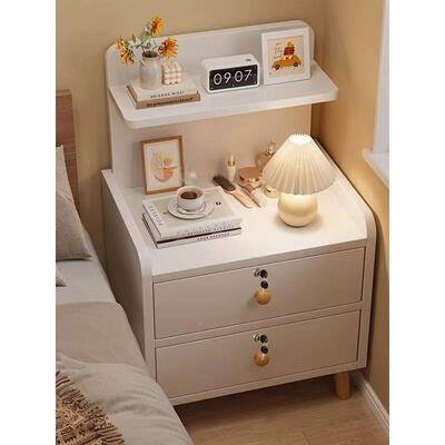 床头现柜14930简约简代床头收纳储物柜易多功卧室带能锁组装床头