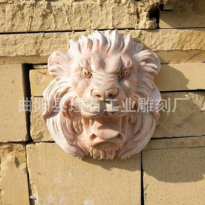 石雕狮子头喷水水雕刻外户招财流LS-X268喷泉式装饰挂件碧泉吐水