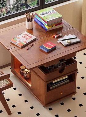 可折降茶几叠移动推车实木IUQ台茶桌小户升型客茶厅沙发边柜餐桌