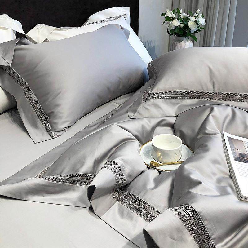 BIO澳黎巴风A类纯色140支长绒棉纯棉四件套轻奢镂空被套棉床上用